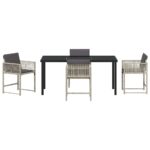 vidaXL Záhradný jedálenský set 5 pcs Svetlosivá polyratan – Obrázok 7