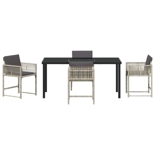 vidaXL Záhradný jedálenský set 5 pcs Svetlosivá polyratan – Obrázok 7