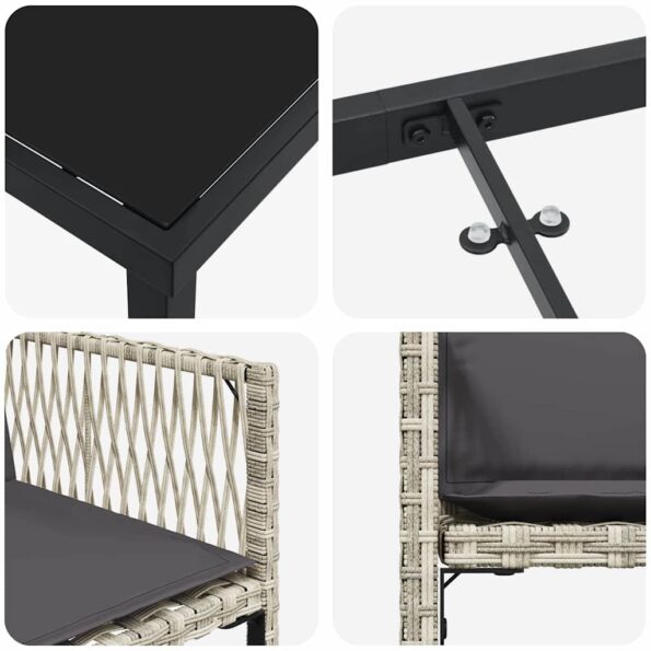 vidaXL Záhradný jedálenský set 5 pcs Svetlosivá polyratan – Obrázok 9