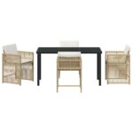 vidaXL Záhradný jedálenský set 5 pcs Béžová polyratan – Obrázok 7