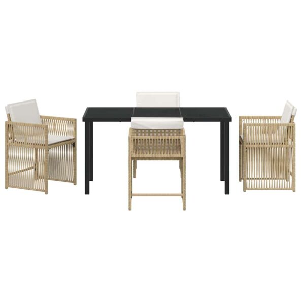 vidaXL Záhradný jedálenský set 5 pcs Béžová polyratan – Obrázok 7