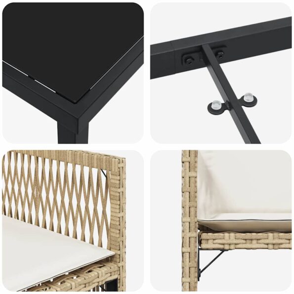 vidaXL Záhradný jedálenský set 5 pcs Béžová polyratan – Obrázok 9