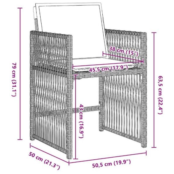vidaXL Záhradný jedálenský set 5 pcs Svetlosivá polyratan – Obrázok 10