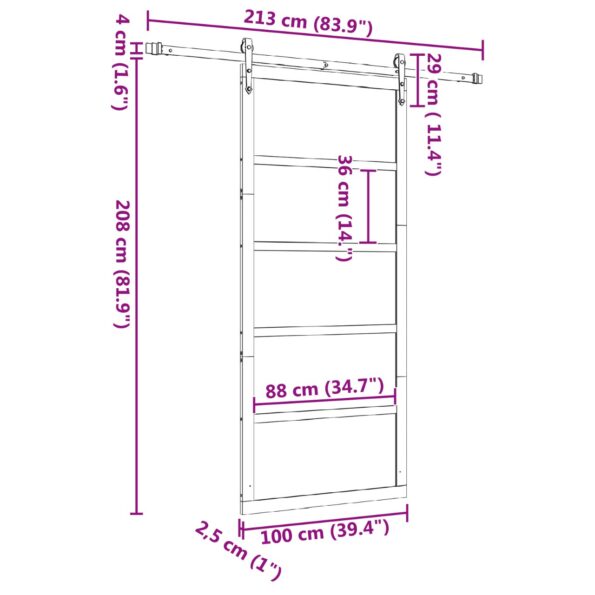vidaXL Posuvné dvere Hnedá 100 x 208 cm Borovicový masív – Obrázok 11