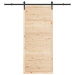 vidaXL Posuvné dvere Hnedá 100 x 208 cm Borovicový masív – Obrázok 4