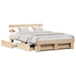 vidaXL Rám postele Hnedá 150 x 200 cm Masívne borovicové drevo – Obrázok 2