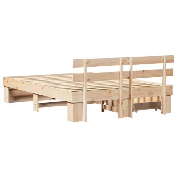vidaXL Rám postele Hnedá 140 x 200 cm Masívne borovicové drevo – Obrázok 10
