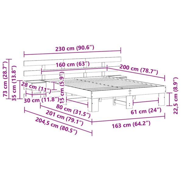 vidaXL Rám postele so zásuvkou Biela 160 x 200 cm – Obrázok 11