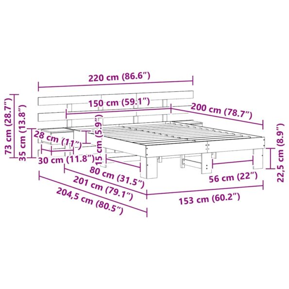 vidaXL Rám postele so zásuvkou Hnedá 150 x 200 cm – Obrázok 11