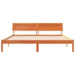 vidaXL Rám postele Hnedá 200 x 200 cm Drevený masív – Obrázok 5