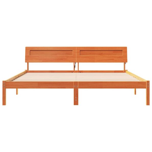 vidaXL Rám postele Hnedá 200 x 200 cm Drevený masív – Obrázok 5