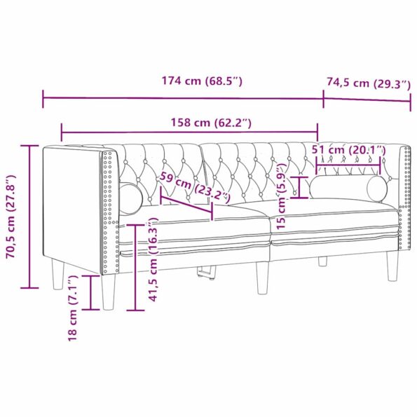 Sada pohoviek 3 pcs Svetlosivá Zamat – Obrázok 10