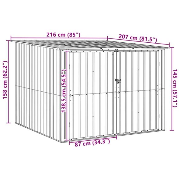vidaXL Búda na bicykle 3 pcs Hnedá 216 x 207 x 158 cm Kov – Obrázok 11