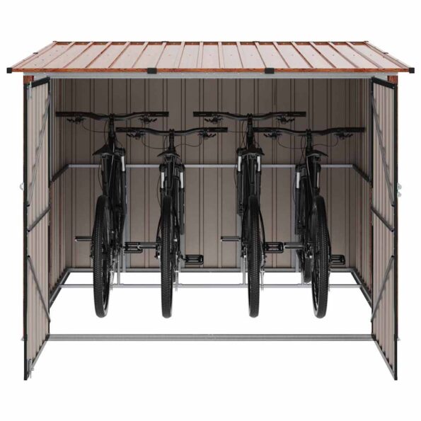 vidaXL Búda na bicykle 3 pcs Hnedá 216 x 207 x 158 cm Kov – Obrázok 3