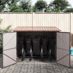 vidaXL Búda na bicykle 3 pcs Hnedá 216 x 207 x 158 cm Kov – Obrázok 4