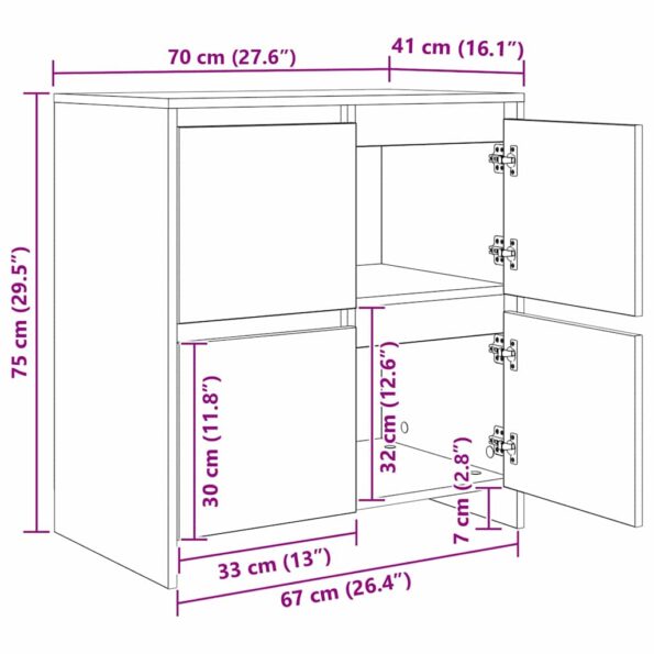 vidaXL Servírovacia skriňa 3 pcs Čierny dub 70 x 41 x 75 cm – Obrázok 12