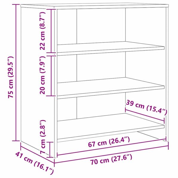 vidaXL Komody 3 pcs dub artisan 70 x 41 x 75 cm Kompozitné drevo – Obrázok 11