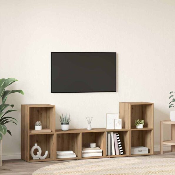 vidaXL Sada televíznych stolíkov 3 pcs Hnedá 107 x 35 x 37 cm – Obrázok 4