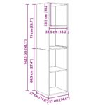 vidaXL Zostava TV skriniek Nástenný s úložiskom 4 pcs Hnedá 37 x 37 x 142.5 cm – Obrázok 10