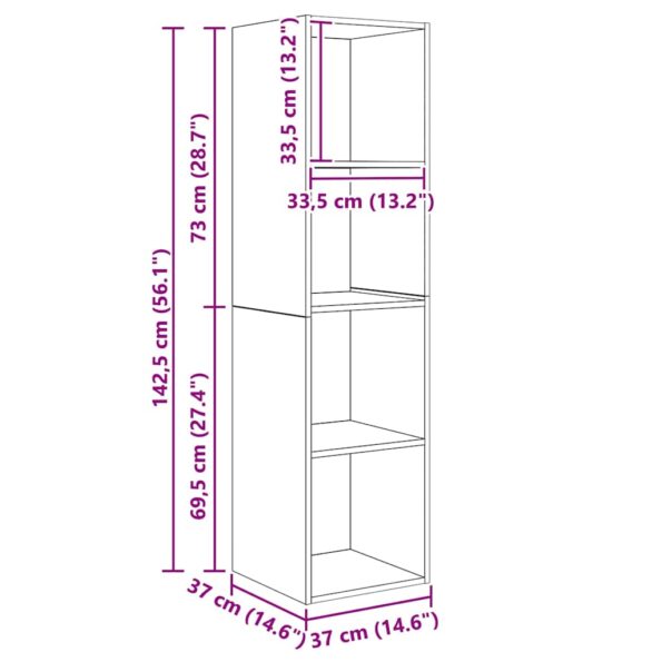 vidaXL Zostava TV skriniek Nástenný s úložiskom 4 pcs Hnedá 37 x 37 x 142.5 cm – Obrázok 10