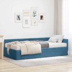 vidaXL Rohový rám postele s matracom Iný 2 pcs Modrá Zamat