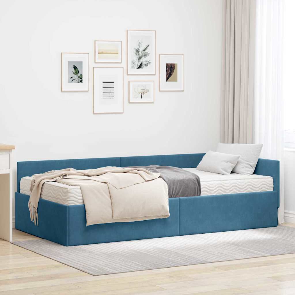 3393623_1.jpg vidaXL Rohový rám postele s matracom Iný 2 pcs Modrá Zamat – Obrázok 1