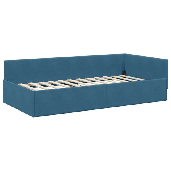vidaXL Rohový rám postele s matracom Iný 2 pcs Modrá Zamat – Obrázok 6