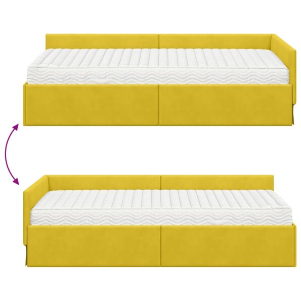 vidaXL Rohový rám postele s matracom Iný 2 pcs Žltá Zamat – Obrázok 12
