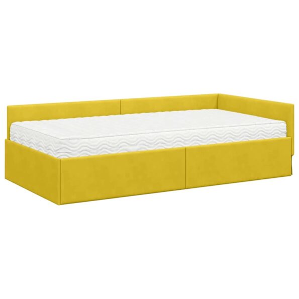 vidaXL Rohový rám postele s matracom Iný 2 pcs Žltá Zamat – Obrázok 4