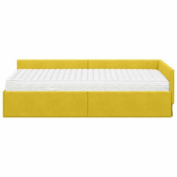 vidaXL Rohový rám postele s matracom Iný 2 pcs Žltá Zamat – Obrázok 5