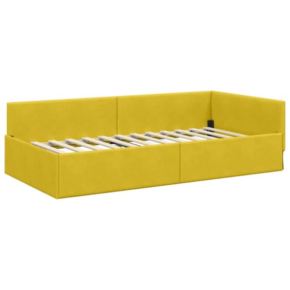 vidaXL Rohový rám postele s matracom Iný 2 pcs Žltá Zamat – Obrázok 6