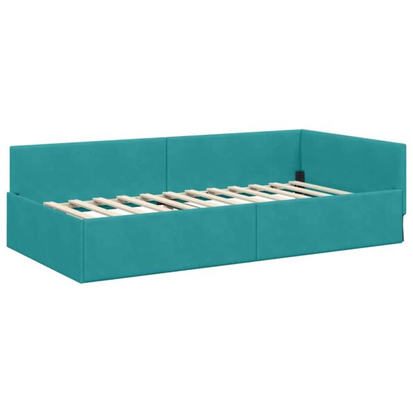 vidaXL Rohový rám postele s matracom Iný 2 pcs Tyrkysová Zamat – Obrázok 6