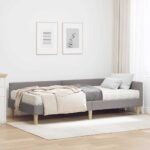 vidaXL Rohový rám postele s matracom Iný 2 pcs Sivohnedá látka