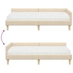 vidaXL Rohový rám postele s matracom Iný 2 pcs Krémová látka – Obrázok 12