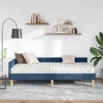 vidaXL Rohový rám postele s matracom Iný 2 pcs Modrá látka – Obrázok 3