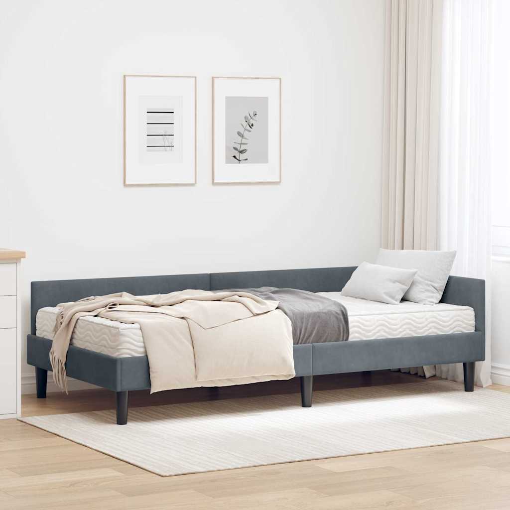 3393687_1.jpg vidaXL Rohový rám postele s matracom Iný 2 pcs Sivá Zamat – Obrázok 1