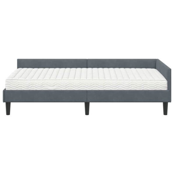 vidaXL Rohový rám postele s matracom Iný 2 pcs Sivá Zamat – Obrázok 5
