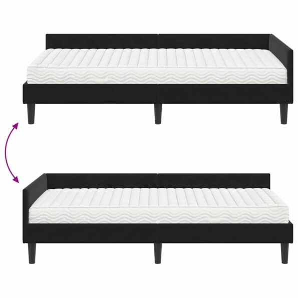 vidaXL Rohový rám postele s matracom Iný 2 pcs Čierna Zamat – Obrázok 12
