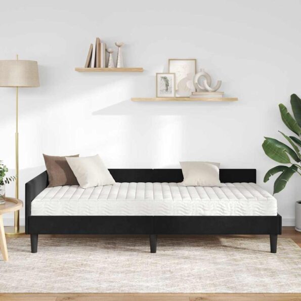 vidaXL Rohový rám postele s matracom Iný 2 pcs Čierna Zamat – Obrázok 3