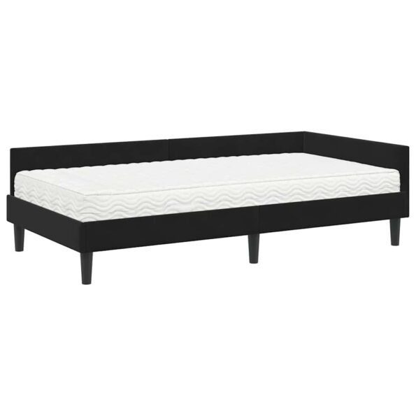vidaXL Rohový rám postele s matracom Iný 2 pcs Čierna Zamat – Obrázok 4