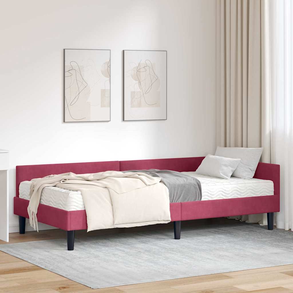 3393700_1.jpg vidaXL Rohový rám postele s matracom Iný 2 pcs Zelená Zamat – Obrázok 1