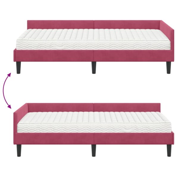 vidaXL Rohový rám postele s matracom Iný 2 pcs Zelená Zamat – Obrázok 12