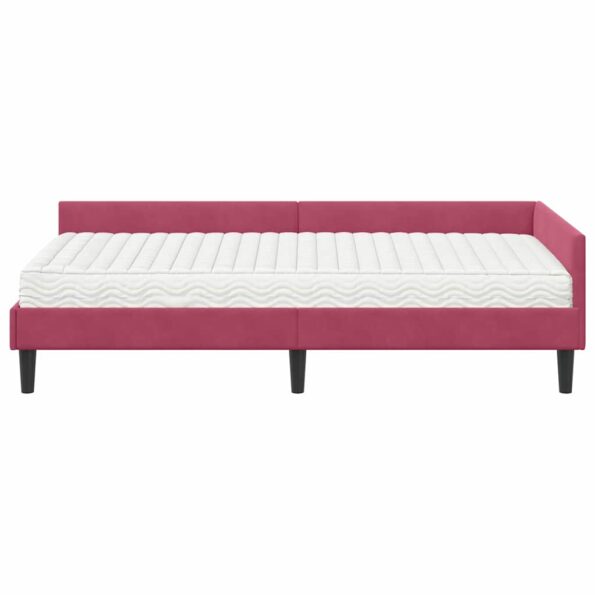 vidaXL Rohový rám postele s matracom Iný 2 pcs Zelená Zamat – Obrázok 5