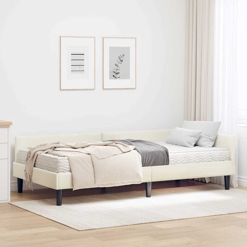 3393703_1.jpg vidaXL Rohový rám postele s matracom Iný 2 pcs Krémová Zamat – Obrázok 1