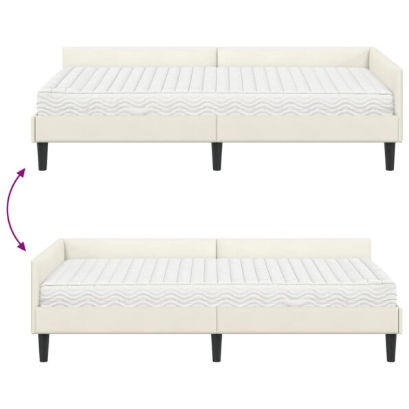 vidaXL Rohový rám postele s matracom Iný 2 pcs Krémová Zamat – Obrázok 12