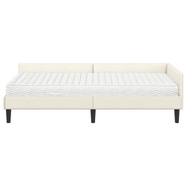vidaXL Rohový rám postele s matracom Iný 2 pcs Krémová Zamat – Obrázok 5