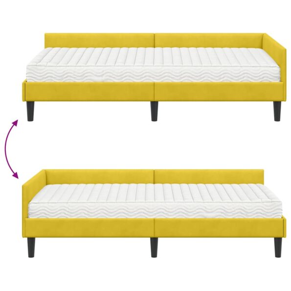 vidaXL Rohový rám postele s matracom Iný 2 pcs Žltá Zamat – Obrázok 12