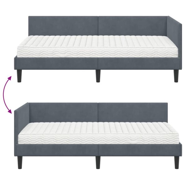 vidaXL Rohový rám postele s matracom Iný 2 pcs Sivá Zamat – Obrázok 12