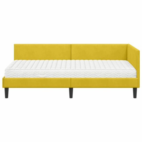 vidaXL Rohový rám postele s matracom Iný 2 pcs Žltá Zamat – Obrázok 5