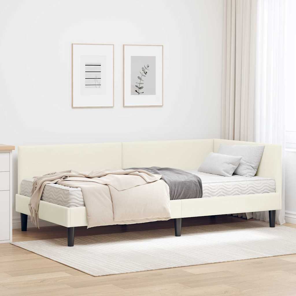 3393775_1.jpg vidaXL Rohový rám postele s matracom Iný 2 pcs Krémová Zamat – Obrázok 1
